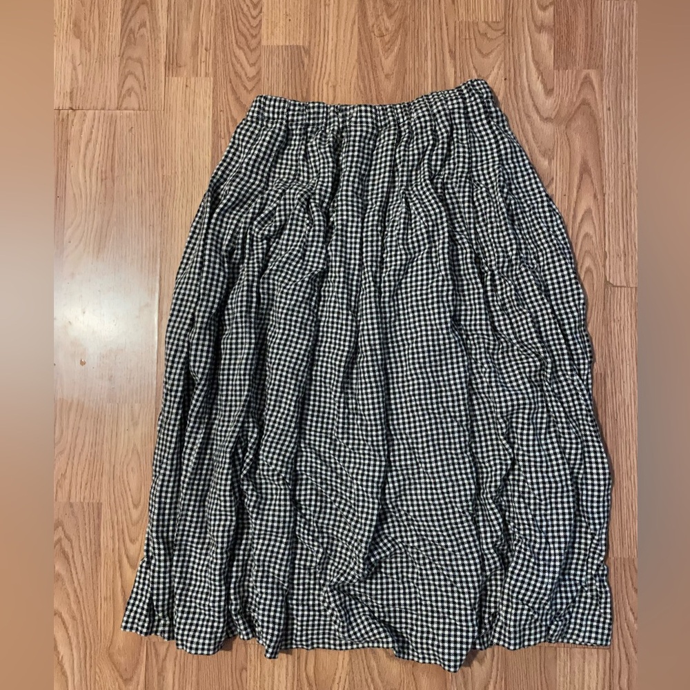 Vintage Black & White Gingham Midi Skirt